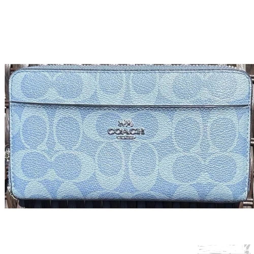 Coach signature light denim wallet (NWT)